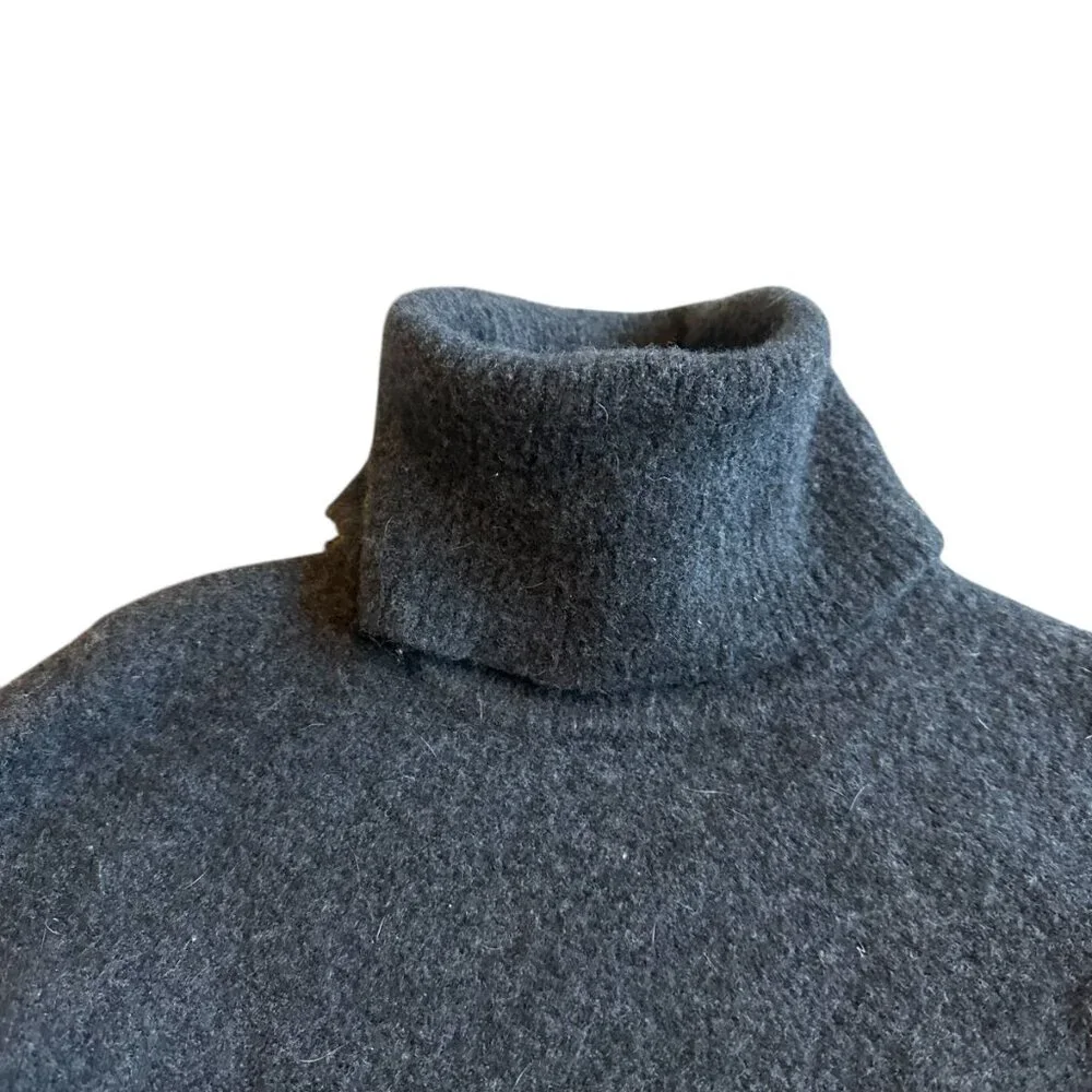 St. John Wool Blend Turtleneck Sweater Pullover Stretch Dark Grey Size Small